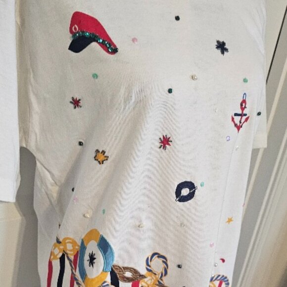 NWT Sail Away Size Large Sailing Cruise Ocean Sea Blouse Top Tunic Shirt - Picture 2 of 8